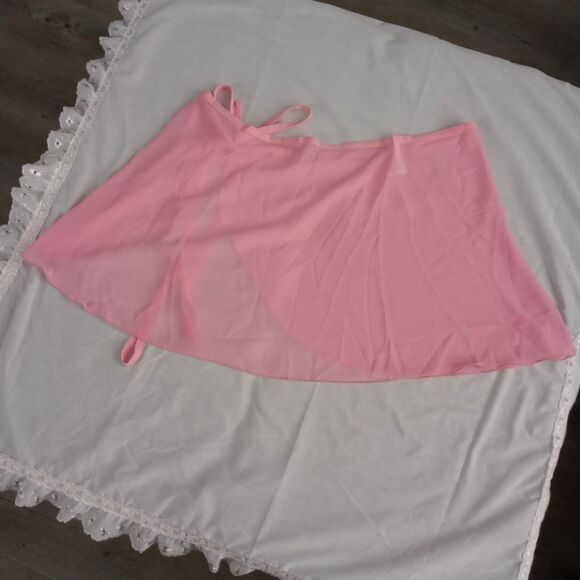 Y2K Sheer Micromesh Pink Ribbon Ballet Skirt - Picture 2 of 3